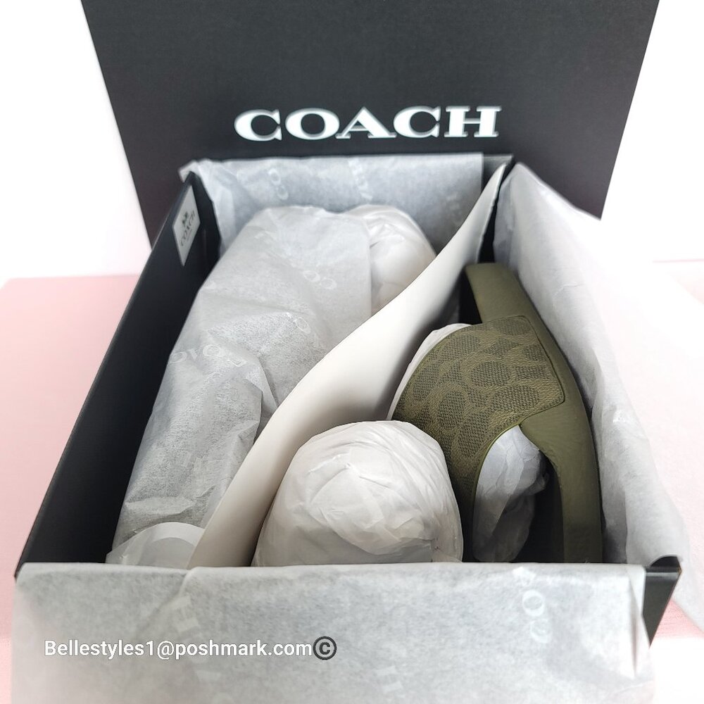 COACH Udele Sport Slide In Signature Canvas - Women's Size 8B- Olive Color ⭐ - Picture 15 of 16